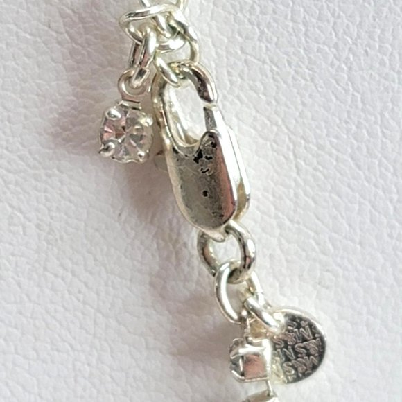 M&S Rhinestone Necklace V-Neck in Silver Tone Metal 16-19" Vintage Glam DH774 - Picture 5 of 8